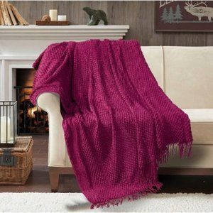 St. Clair Luxe Waffle 50" X 70" Throw - Wine